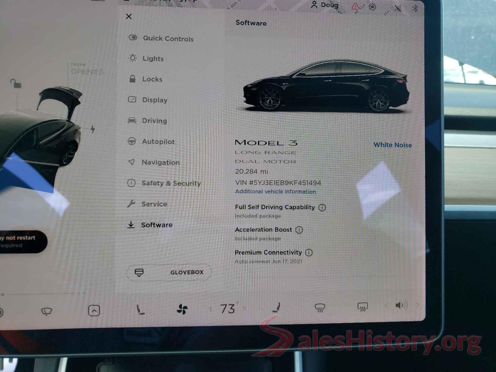 5YJ3E1EB9KF451494 2019 TESLA MODEL 3