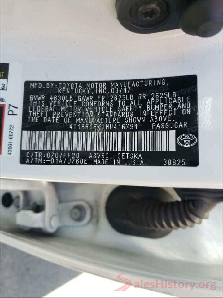 4T1BF1FK1HU416791 2017 TOYOTA CAMRY