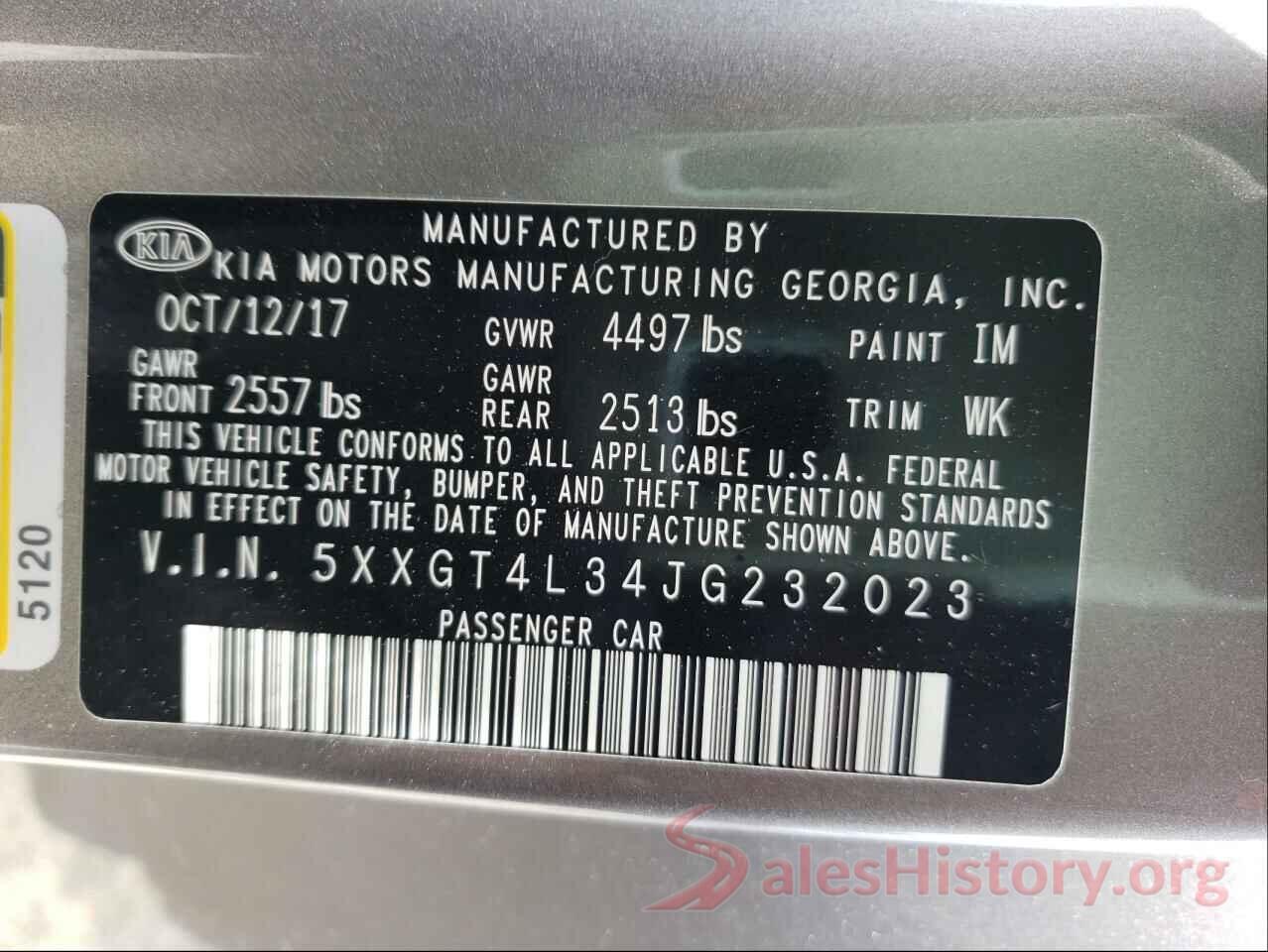 5XXGT4L34JG232023 2018 KIA OPTIMA