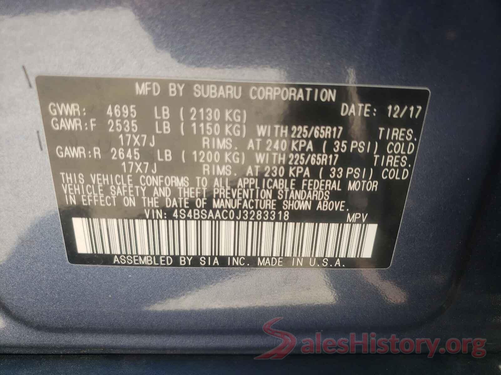 4S4BSAAC0J3283318 2018 SUBARU OUTBACK