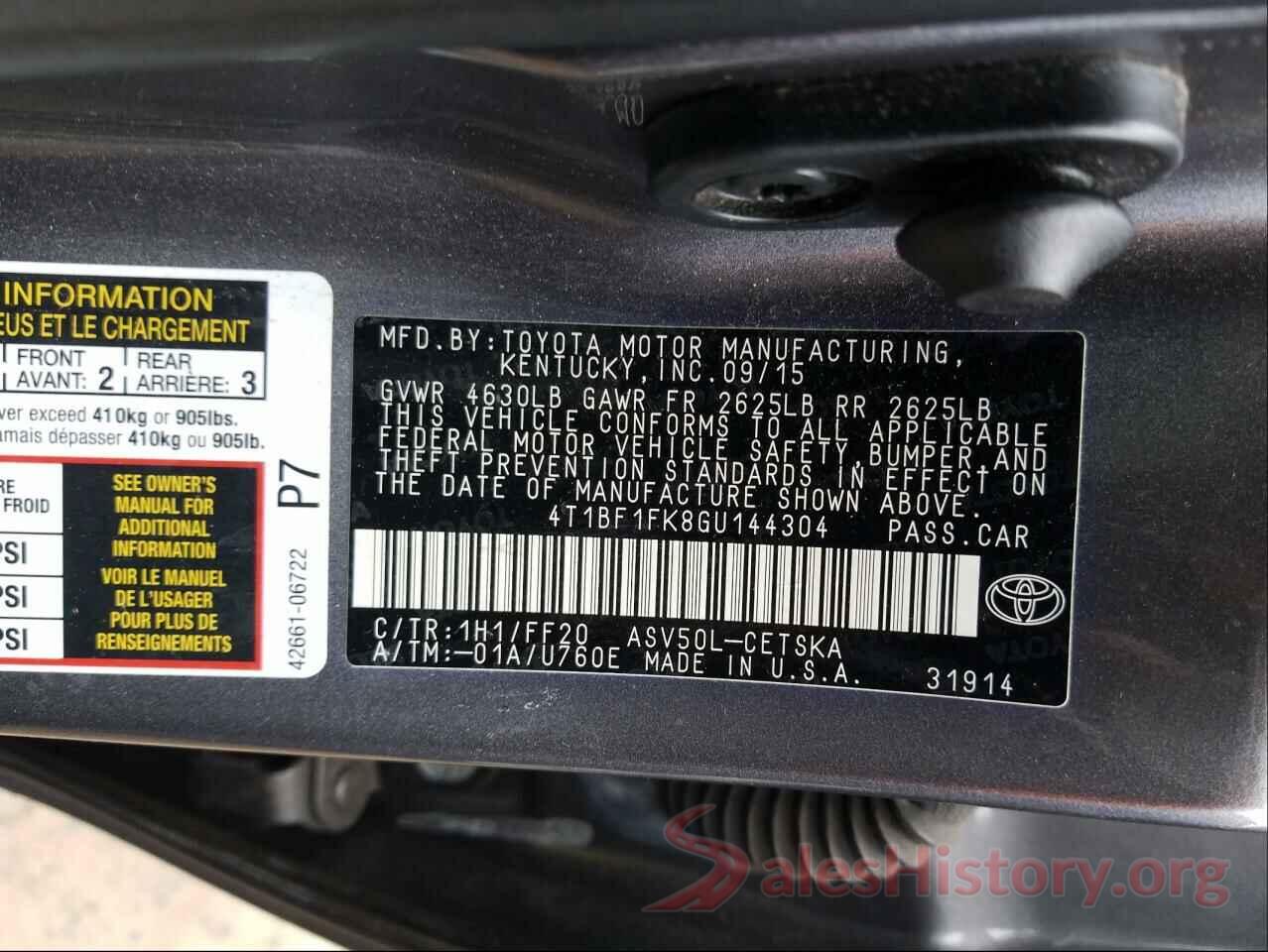 4T1BF1FK8GU144304 2016 TOYOTA CAMRY