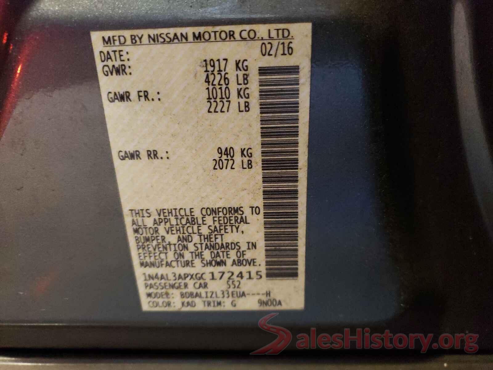 1N4AL3APXGC172415 2016 NISSAN ALTIMA