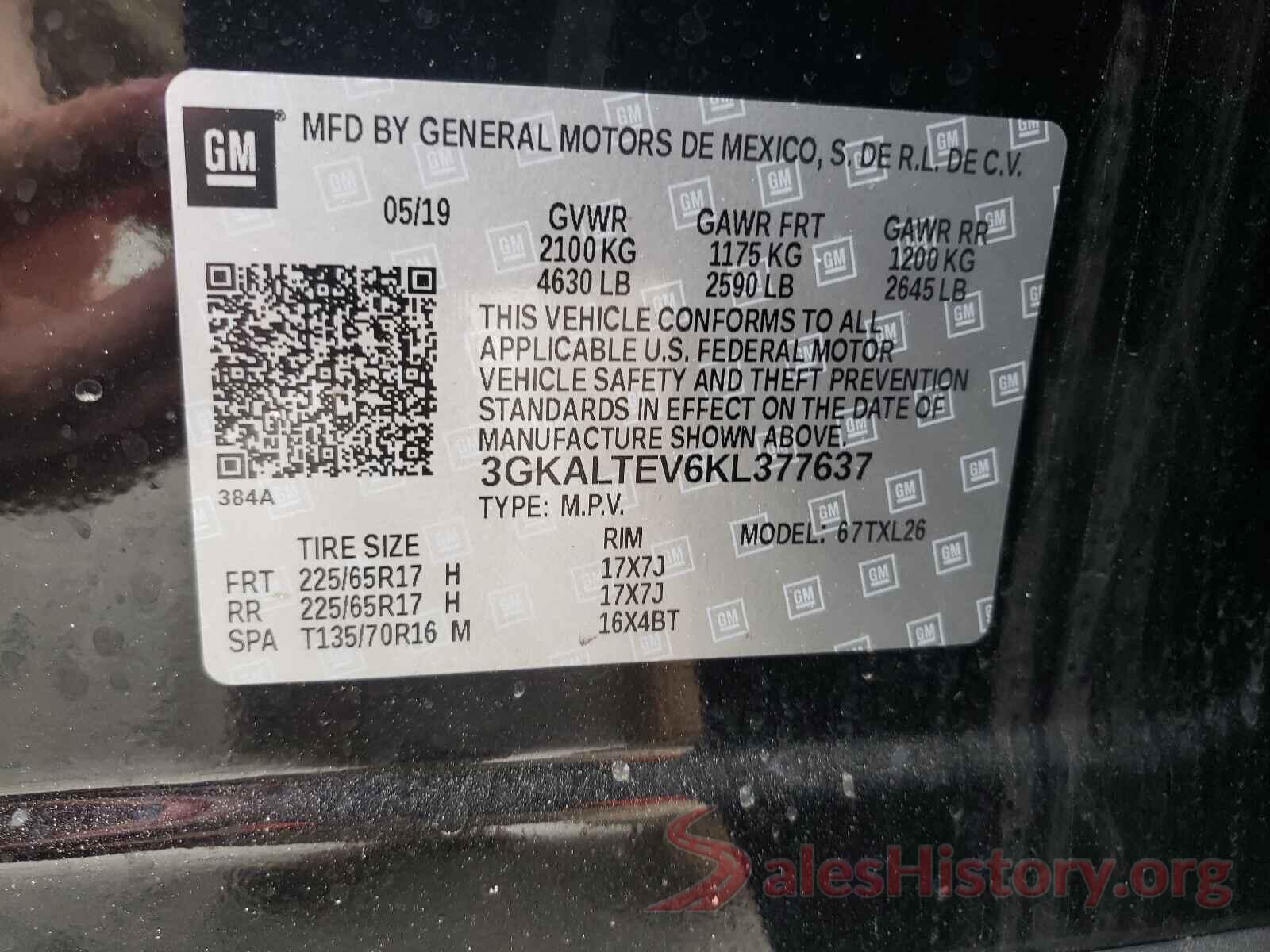 3GKALTEV6KL377637 2019 GMC TERRAIN