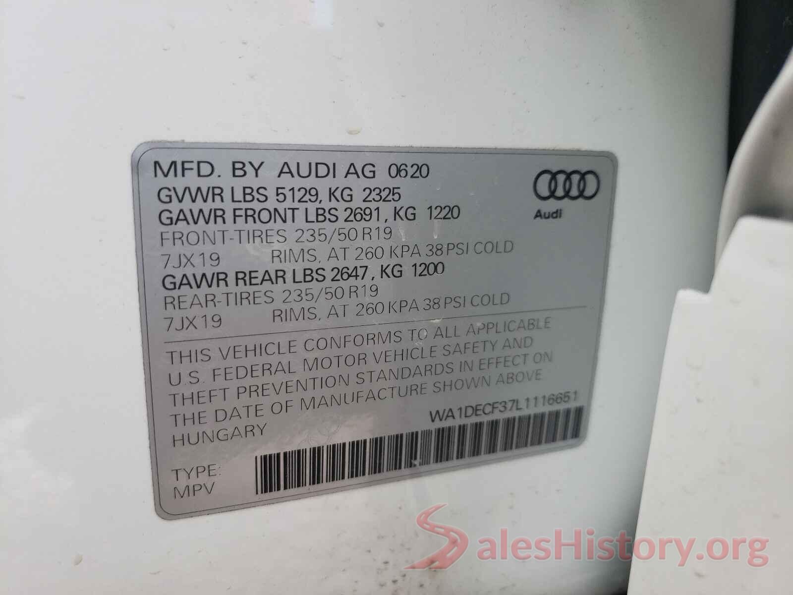 WA1DECF37L1116651 2020 AUDI Q3