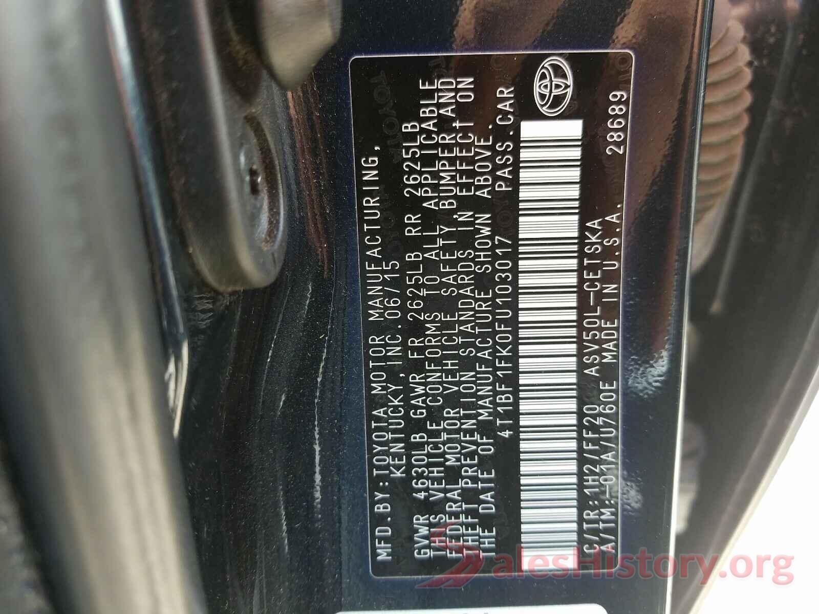 4T1BF1FK0FU103017 2015 TOYOTA CAMRY