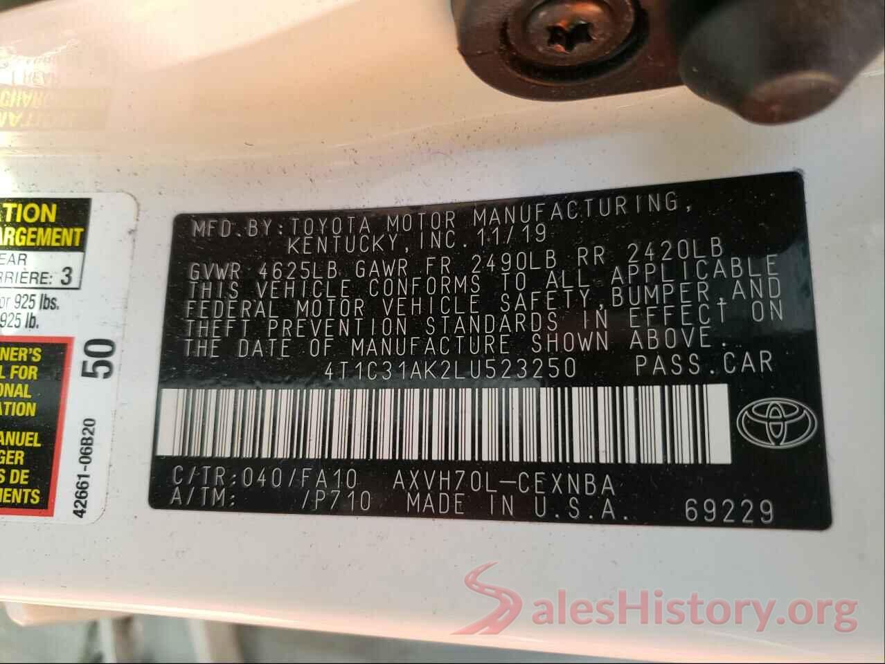 4T1C31AK2LU523250 2020 TOYOTA CAMRY