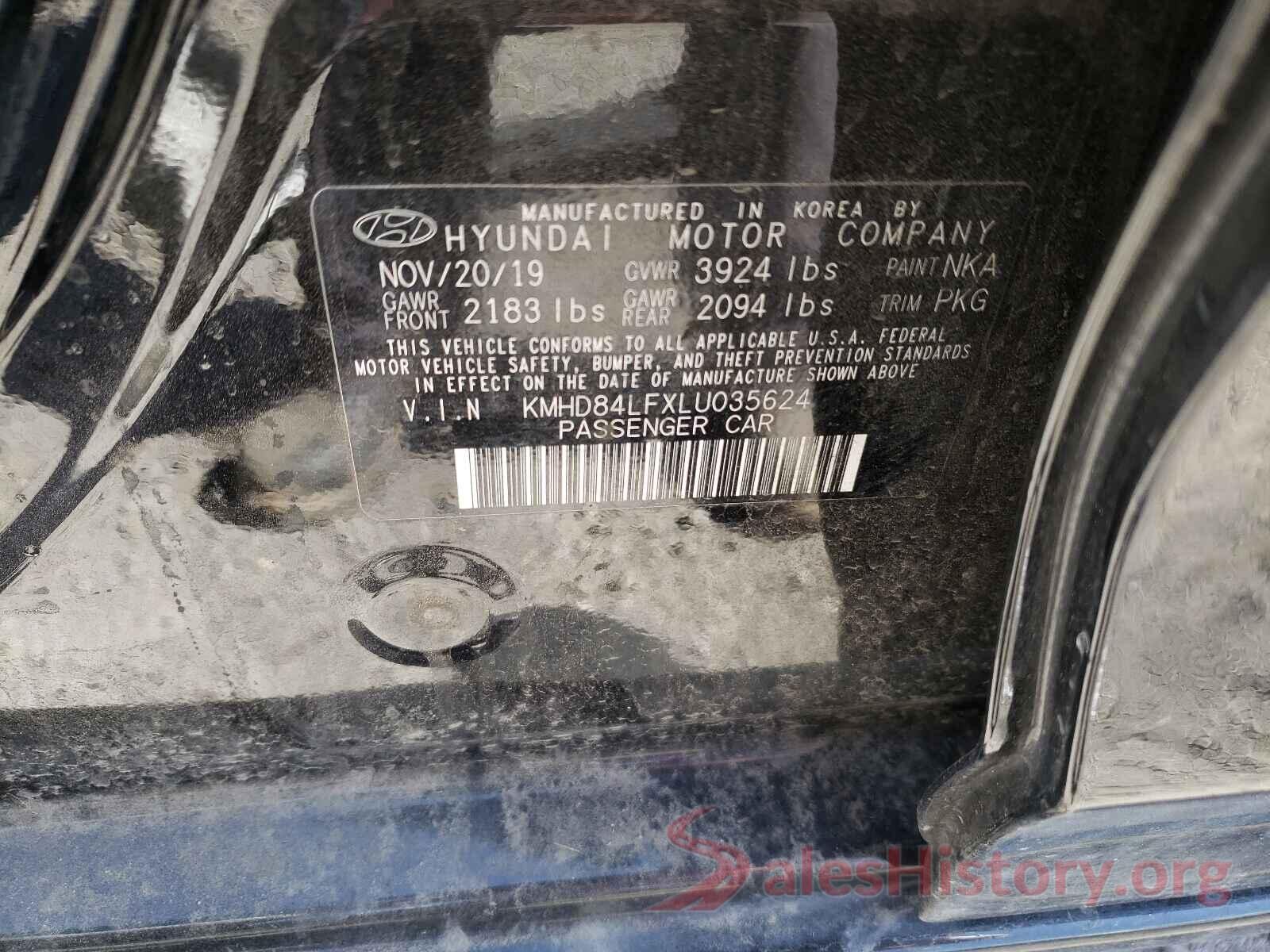 KMHD84LFXLU035624 2020 HYUNDAI ELANTRA