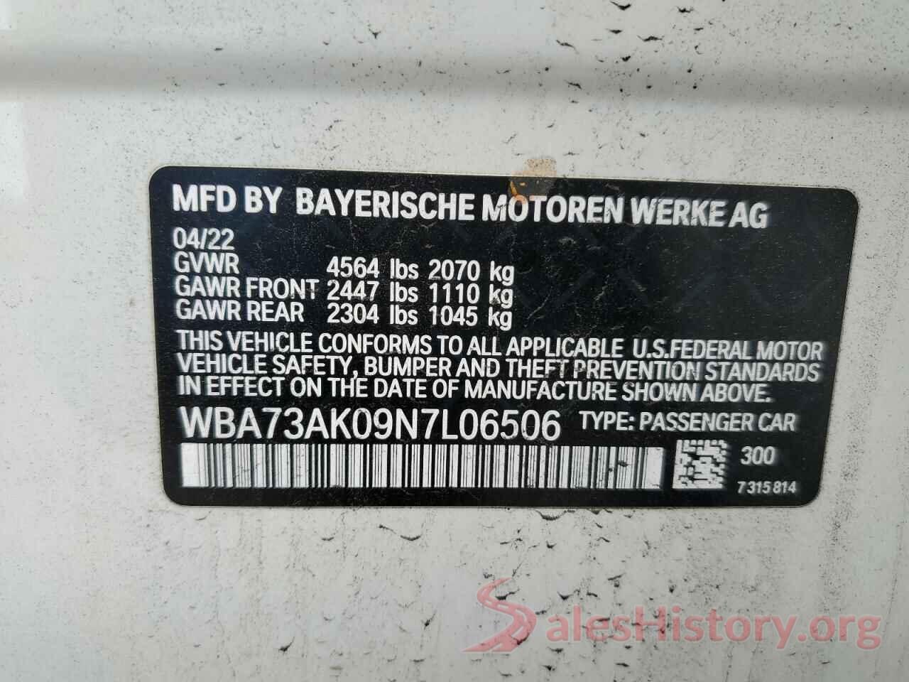 WBA73AK09N7L06506 2022 BMW 2 SERIES