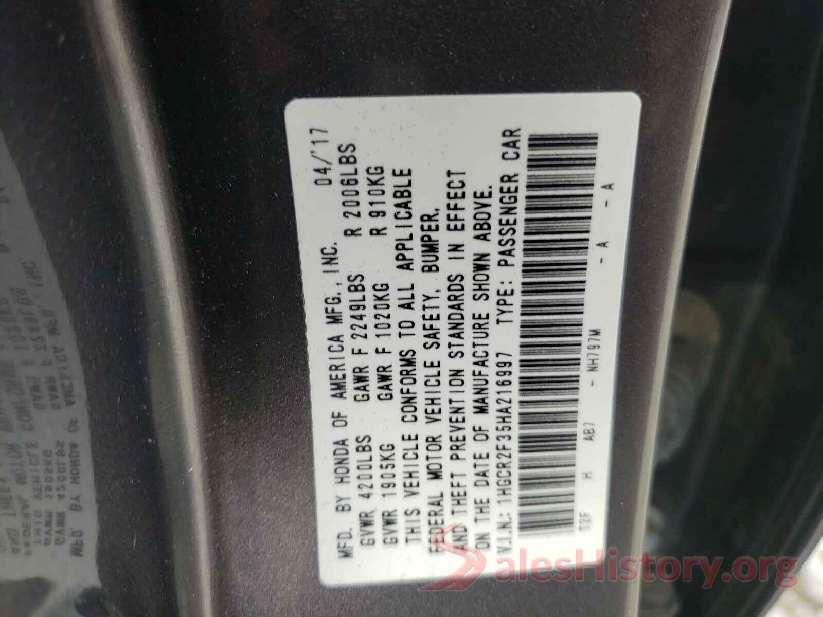 1HGCR2F35HA216997 2017 HONDA ACCORD