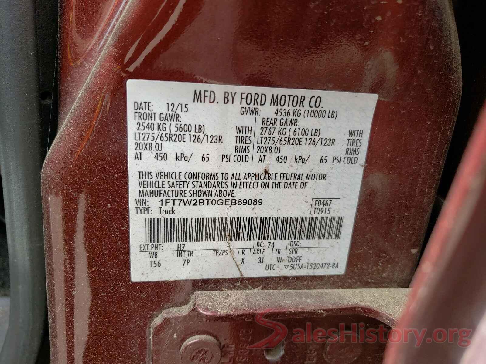 1FT7W2BT0GEB69089 2016 FORD F250