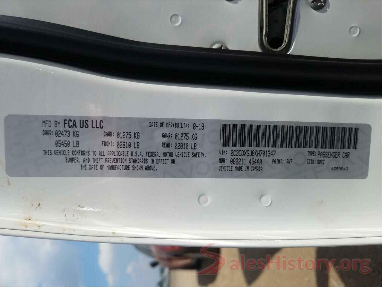 2C3CDXGJ8KH701347 2019 DODGE CHARGER