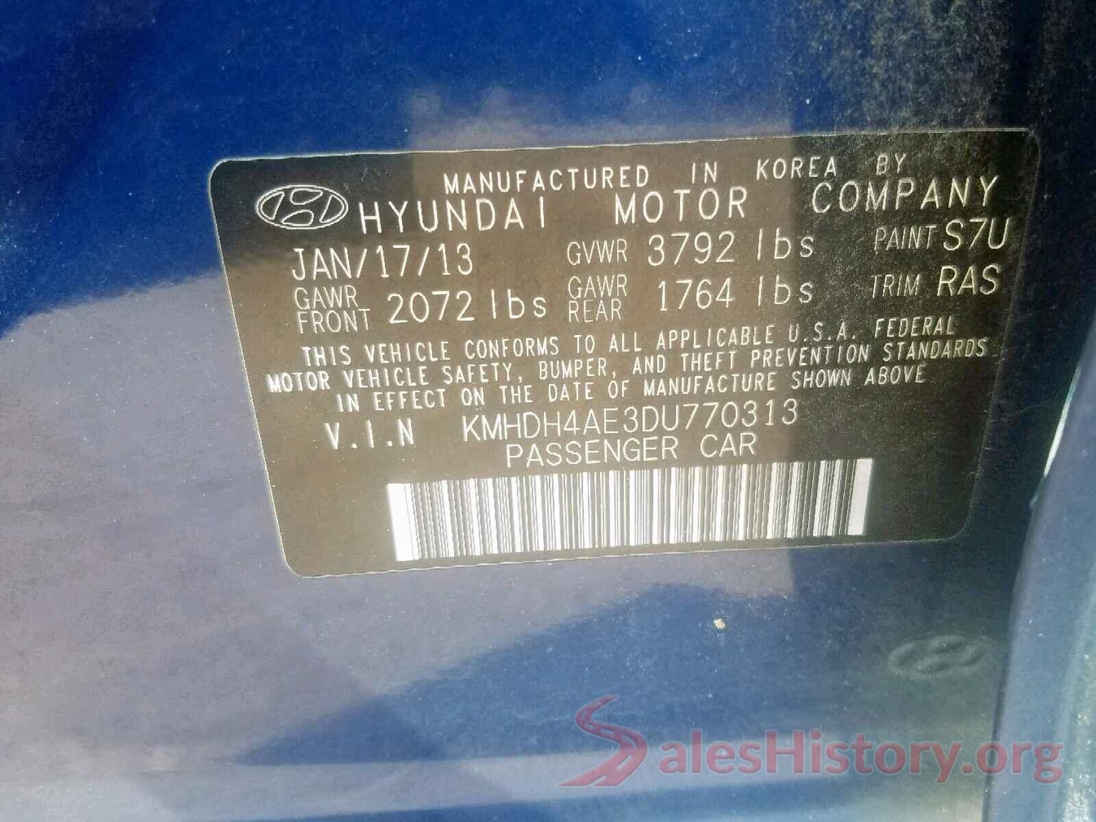 KMHDH4AE3DU770313 2013 HYUNDAI ELANTRA