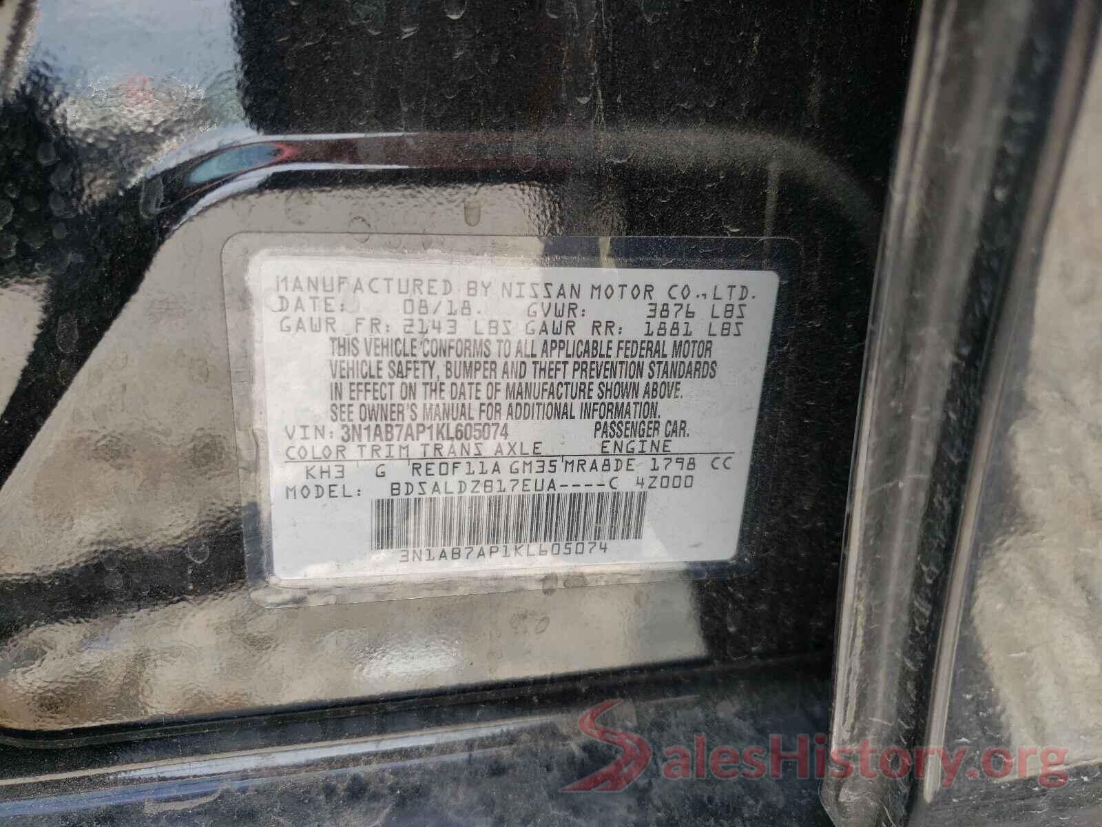 3N1AB7AP1KL605074 2019 NISSAN SENTRA