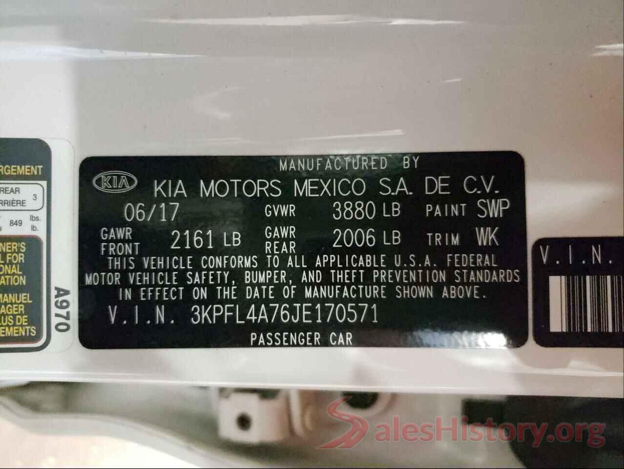 3KPFL4A76JE170571 2018 KIA FORTE