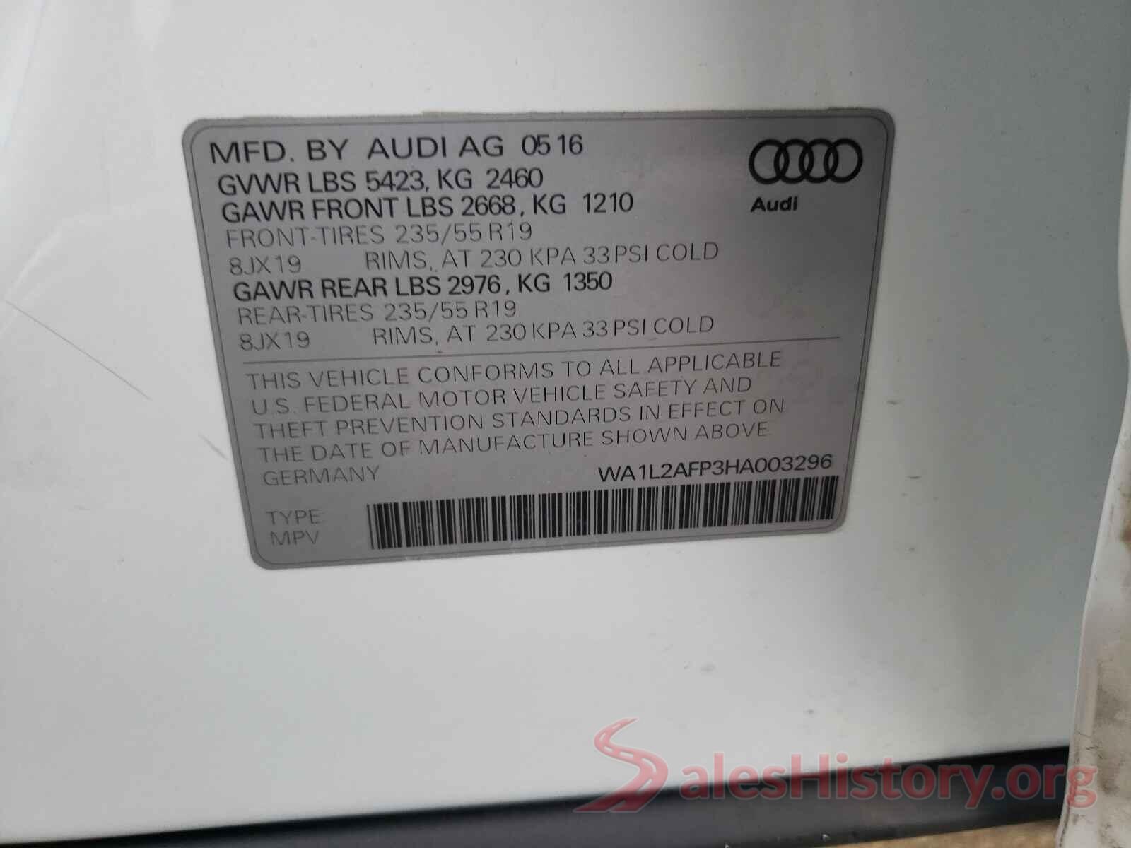 WA1L2AFP3HA003296 2017 AUDI Q5