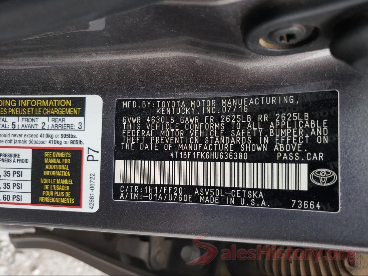 4T1BF1FK6HU636380 2017 TOYOTA CAMRY