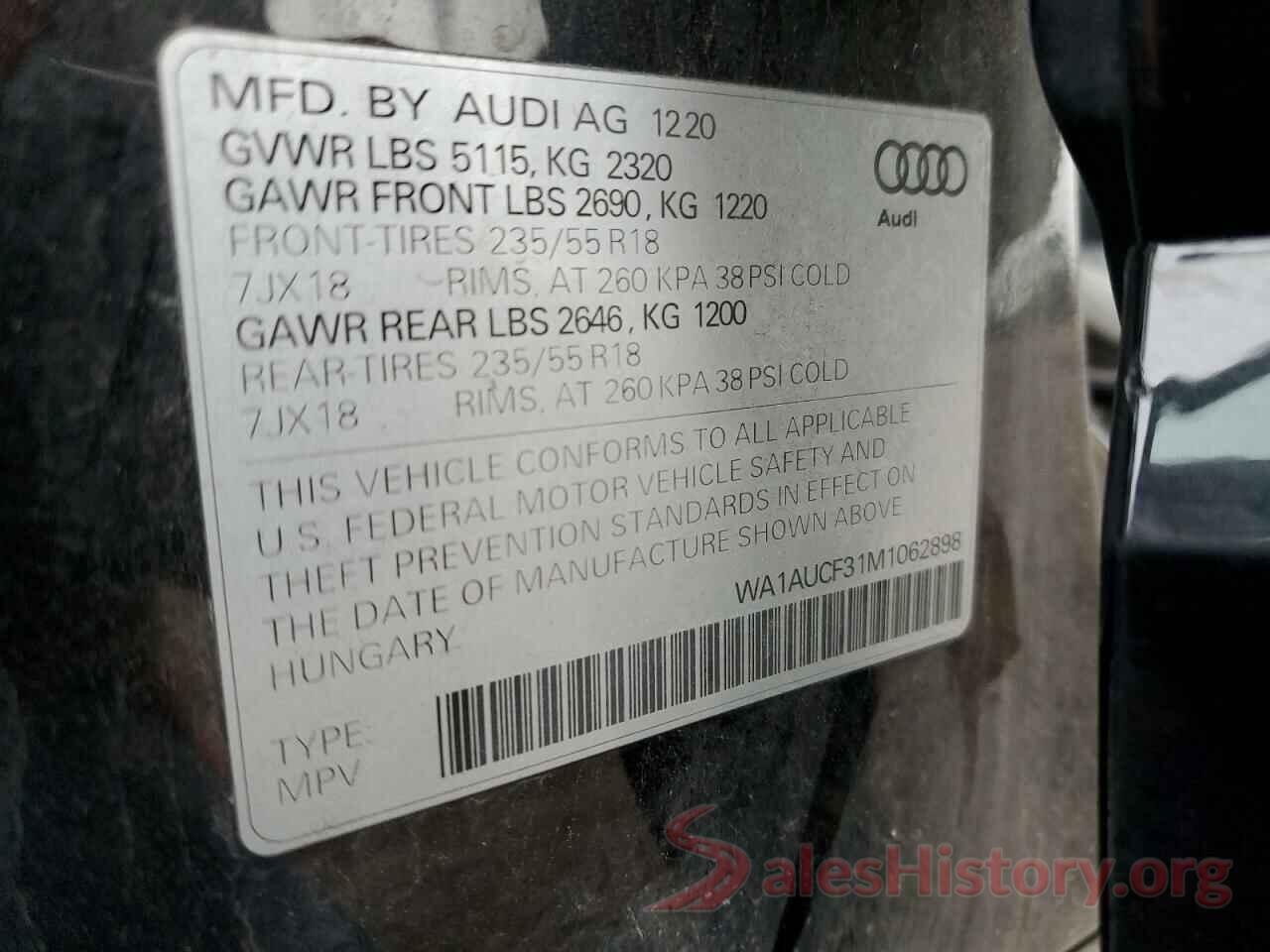 WA1AUCF31M1062898 2021 AUDI Q3