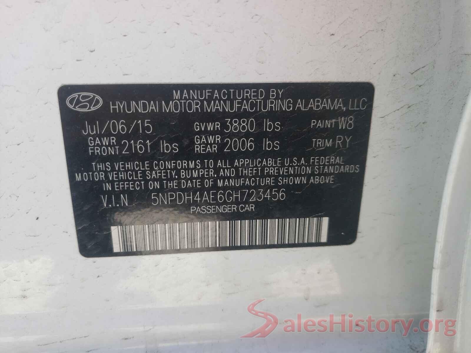 5NPDH4AE6GH723456 2016 HYUNDAI ELANTRA