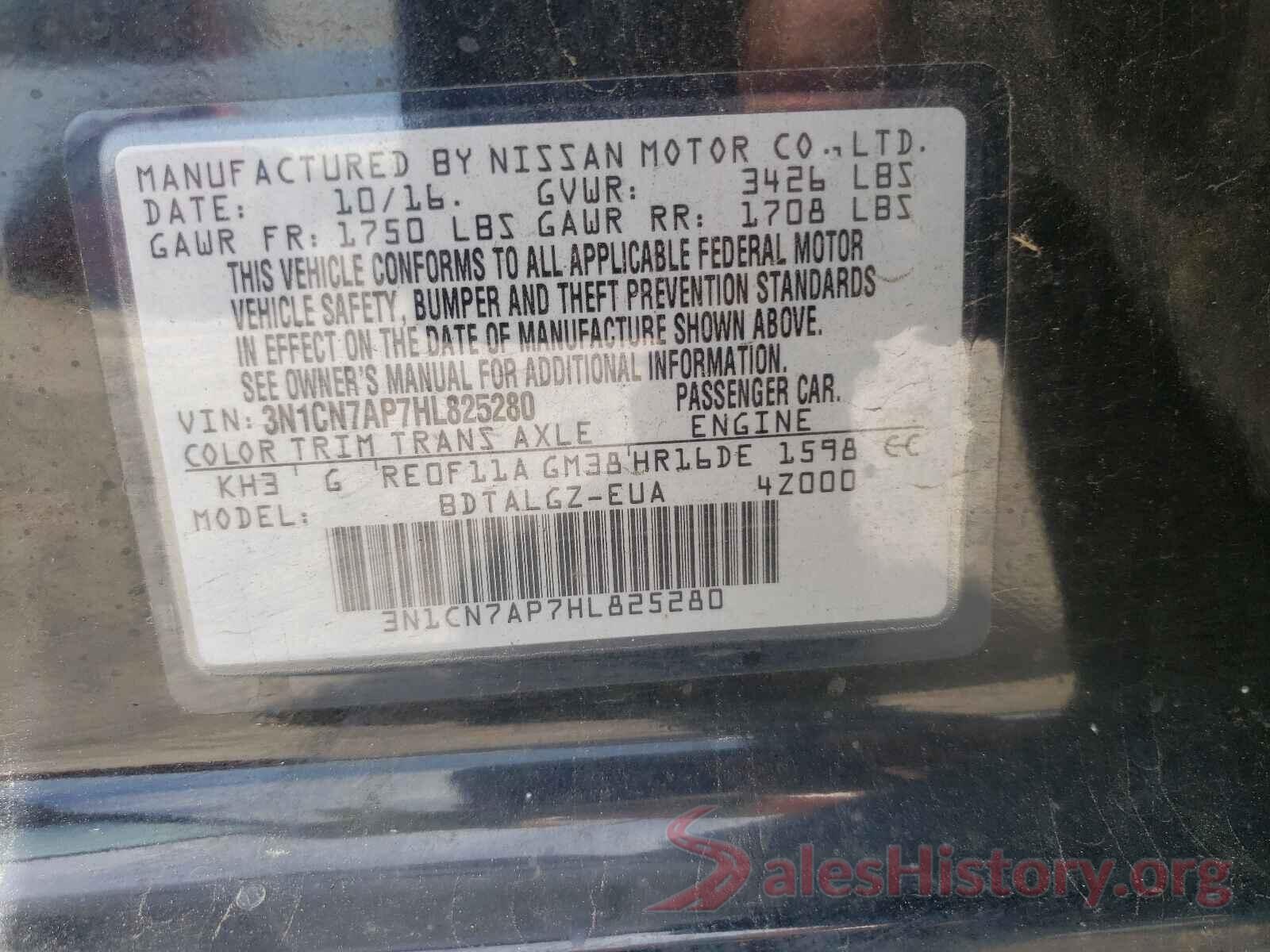 3N1CN7AP7HL825280 2017 NISSAN VERSA