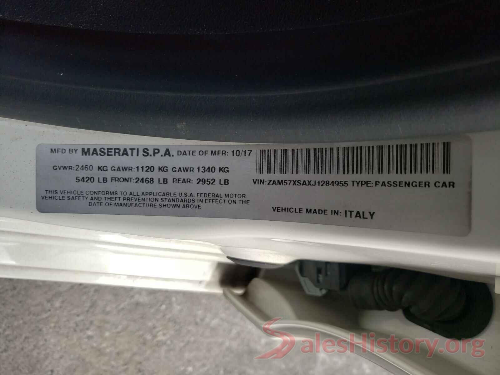 ZAM57XSAXJ1284955 2018 MASERATI ALL MODELS