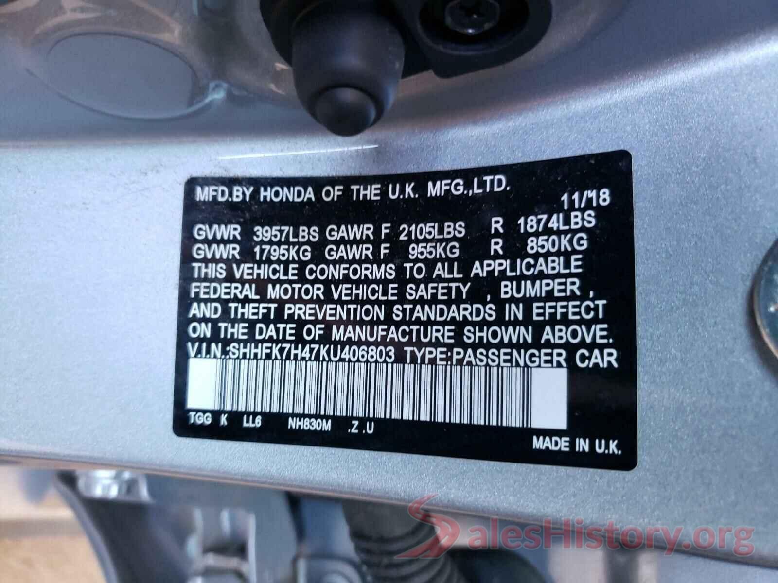 SHHFK7H47KU406803 2019 HONDA CIVIC