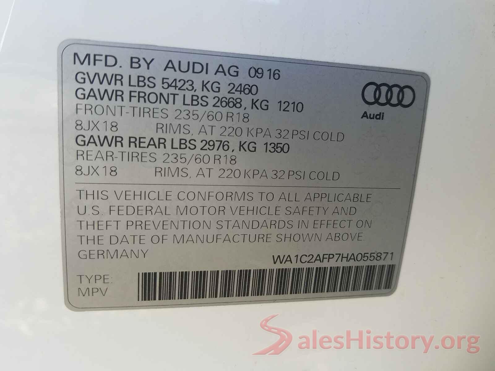 WA1C2AFP7HA055871 2017 AUDI Q5