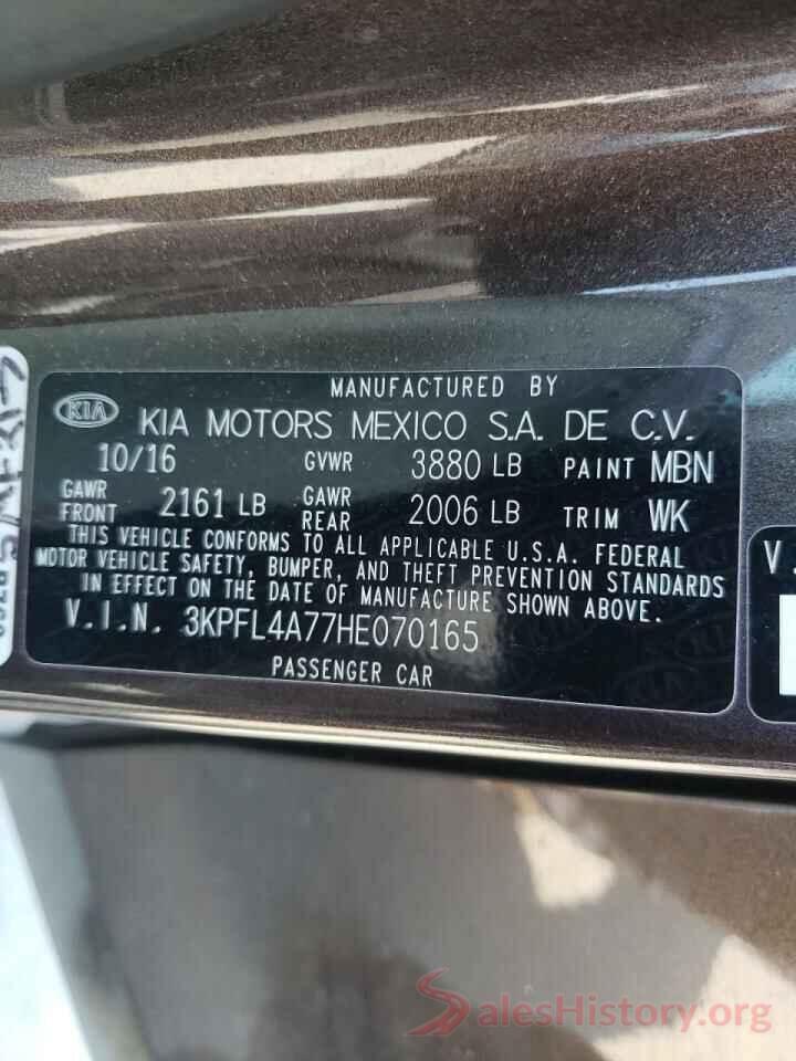 3KPFL4A77HE070165 2017 KIA FORTE