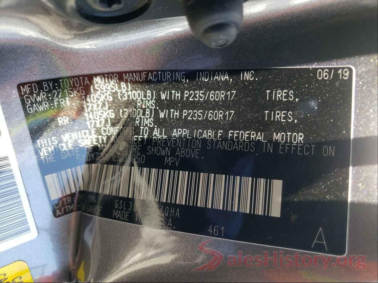 5TDYZ3DC1LS035050 2020 TOYOTA SIENNA