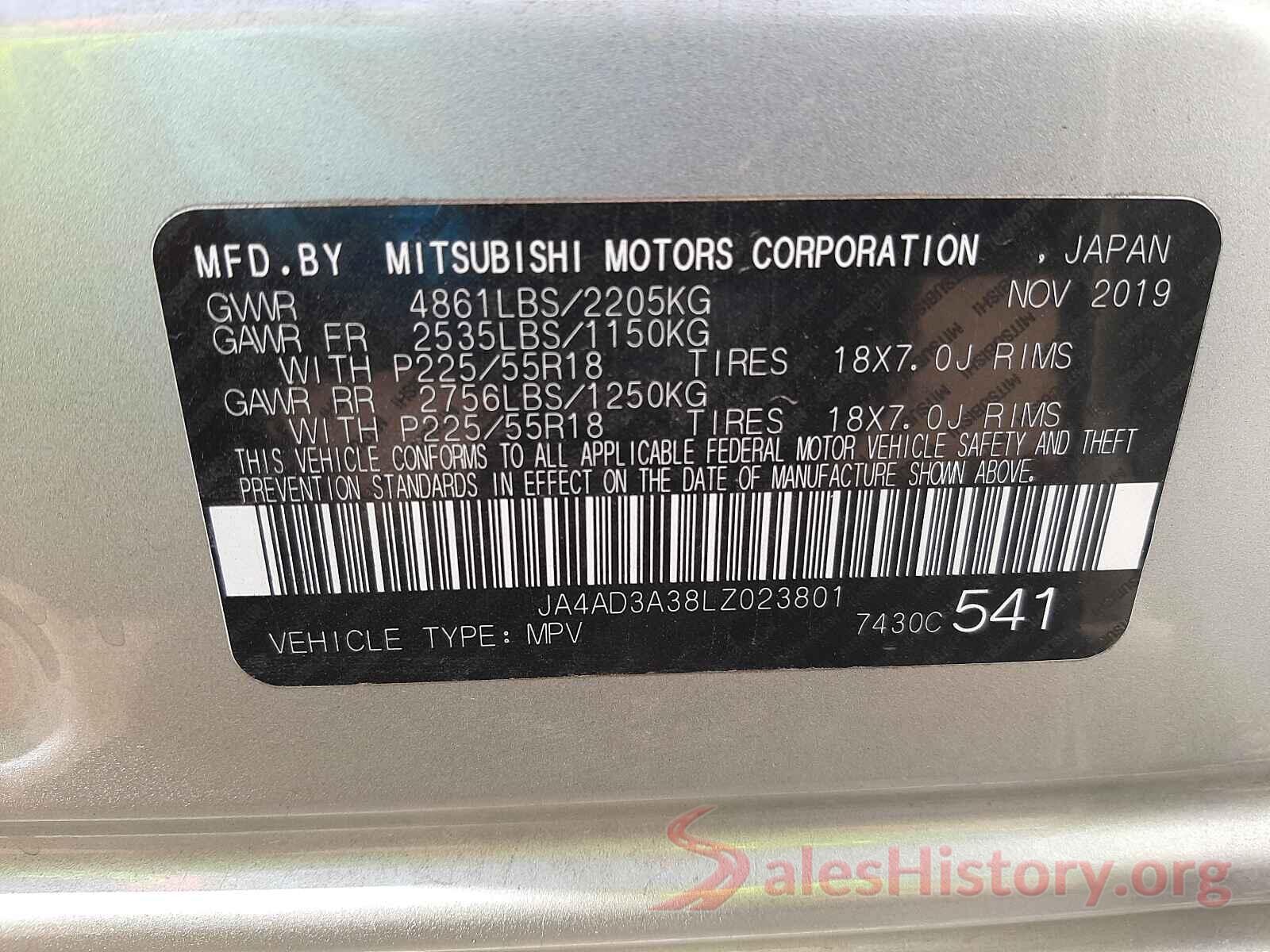 JA4AD3A38LZ023801 2020 MITSUBISHI OUTLANDER