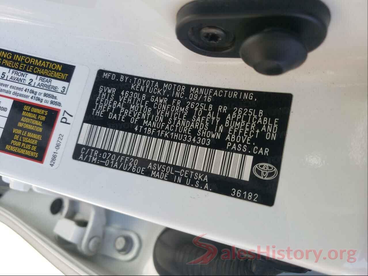 4T1BF1FK1HU334303 2017 TOYOTA CAMRY