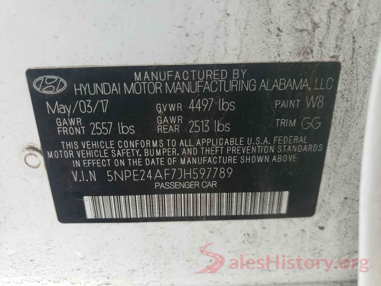 5NPE24AF7JH597789 2018 HYUNDAI SONATA