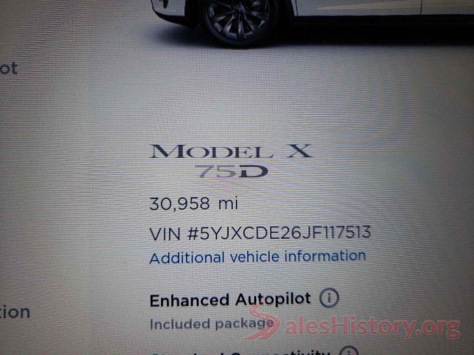 5YJXCDE26JF117513 2018 TESLA MODEL X