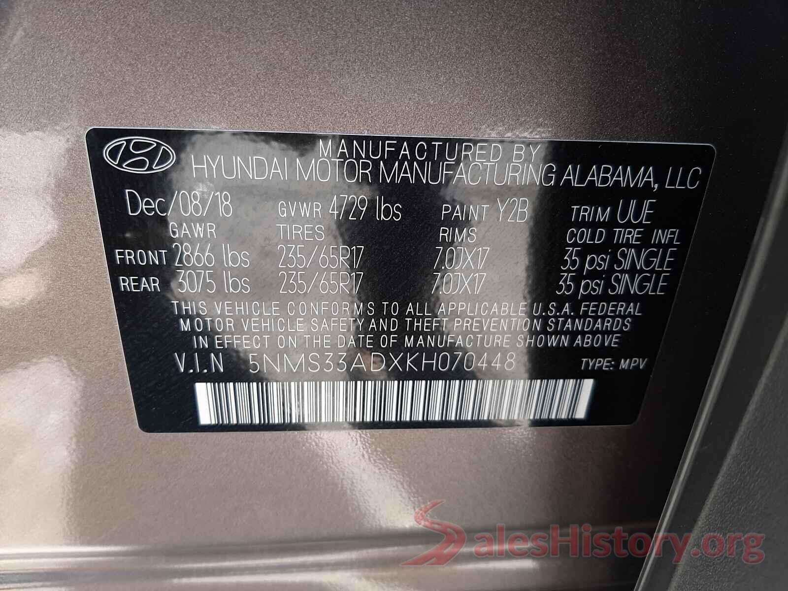 5NMS33ADXKH070448 2019 HYUNDAI SANTA FE