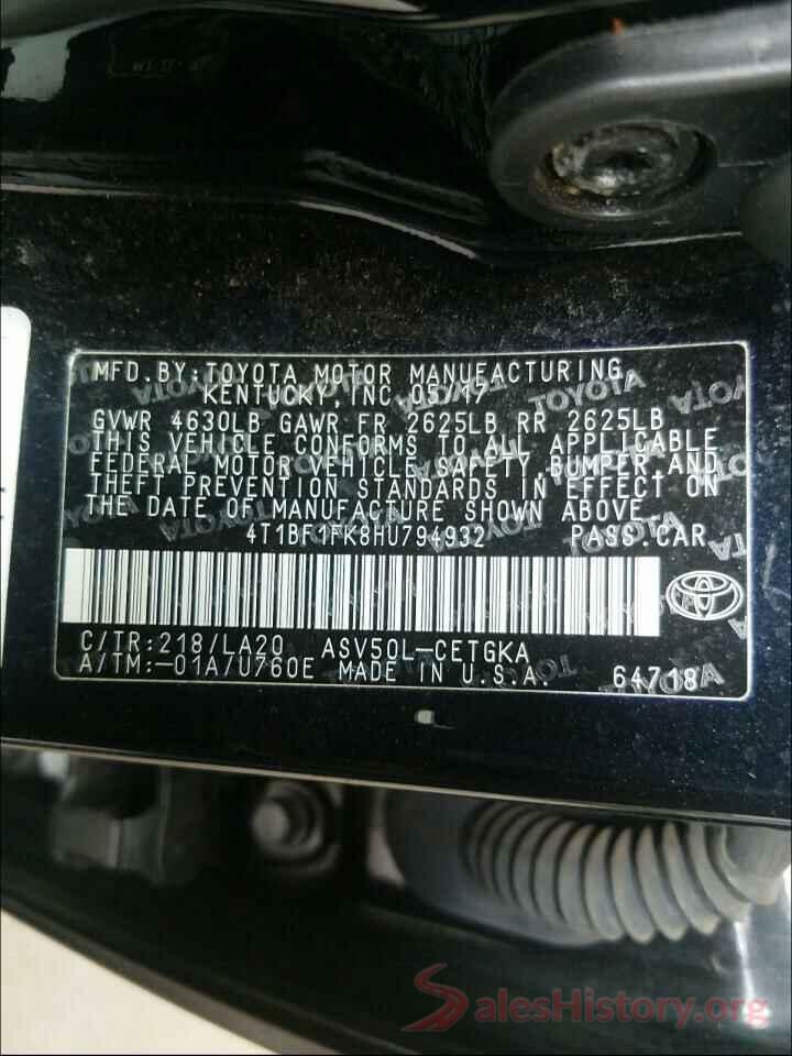 4T1BF1FK8HU794932 2017 TOYOTA CAMRY