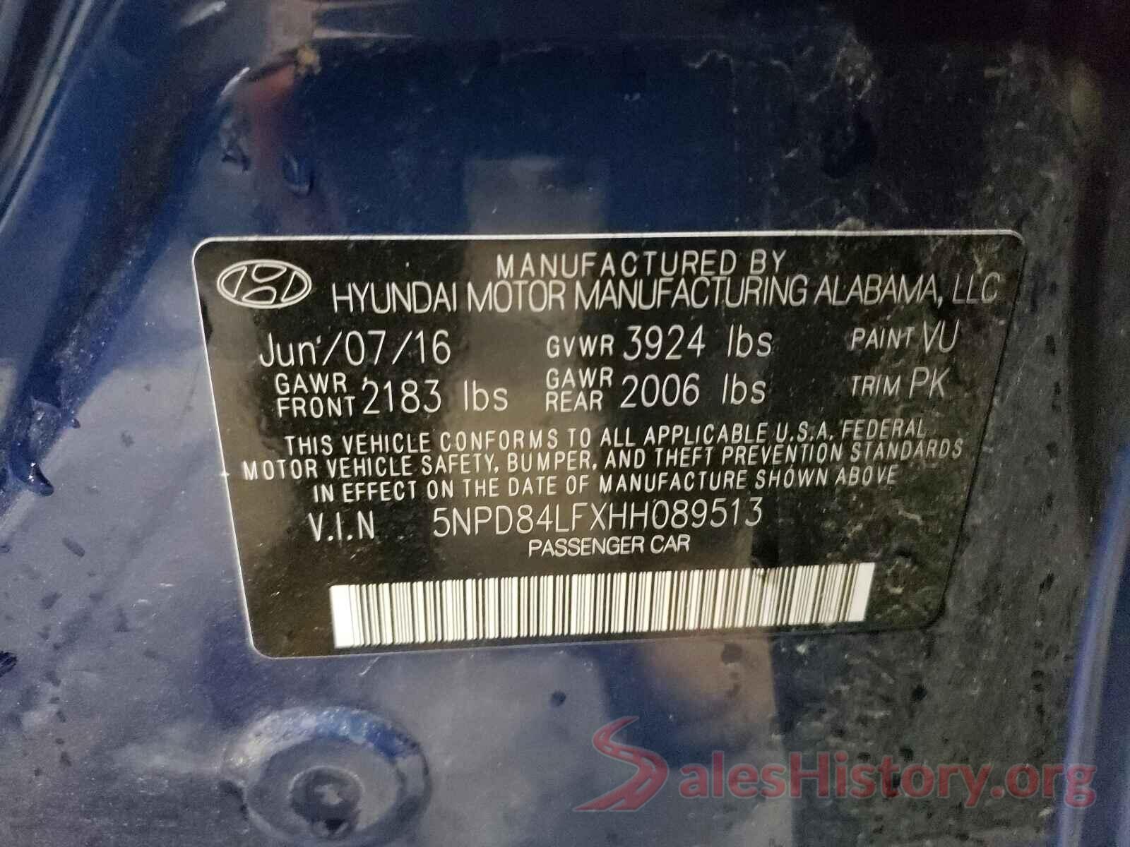 5NPD84LFXHH089513 2017 HYUNDAI ELANTRA