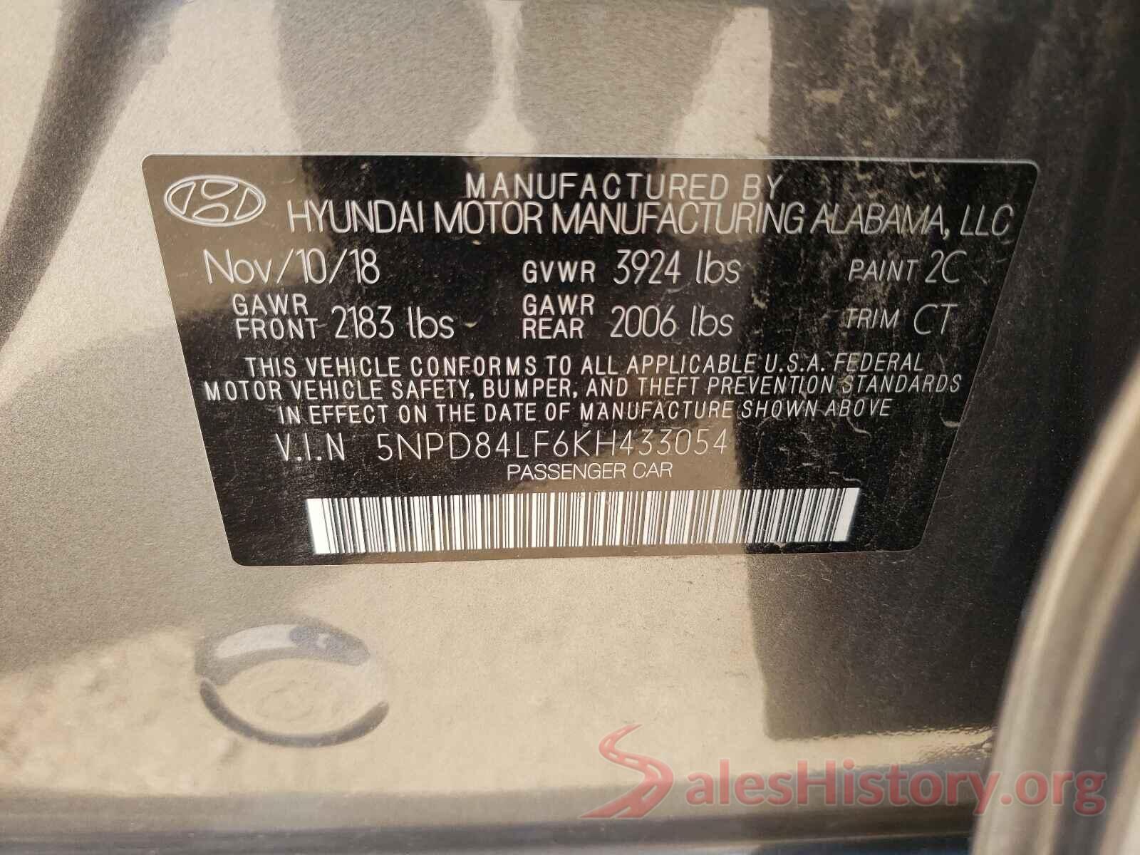 5NPD84LF6KH433054 2019 HYUNDAI ELANTRA