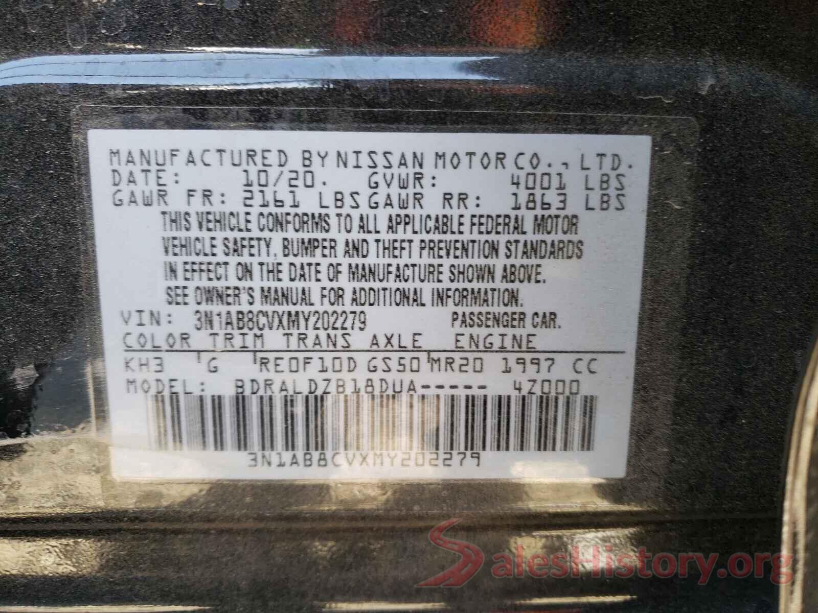 3N1AB8CVXMY202279 2021 NISSAN SENTRA