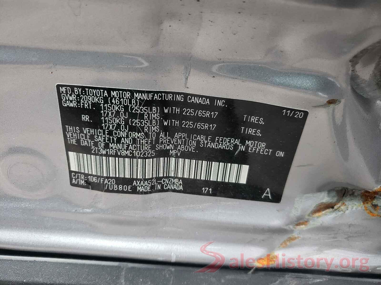 2T3W1RFV8MC102325 2021 TOYOTA RAV4