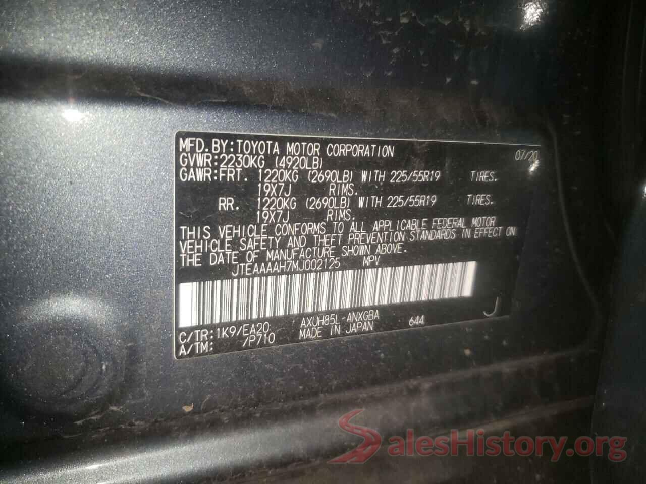 JTEAAAAH7MJ002125 2021 TOYOTA VENZA