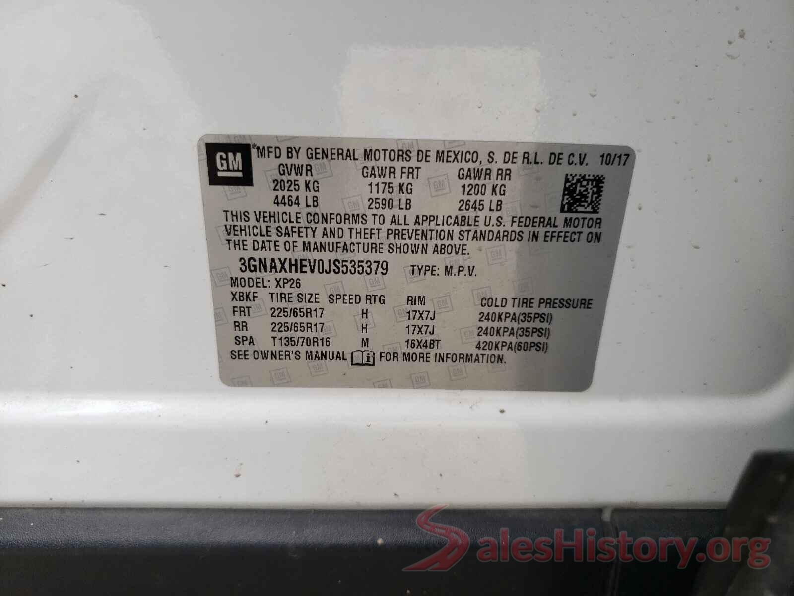 3GNAXHEV0JS535379 2018 CHEVROLET EQUINOX