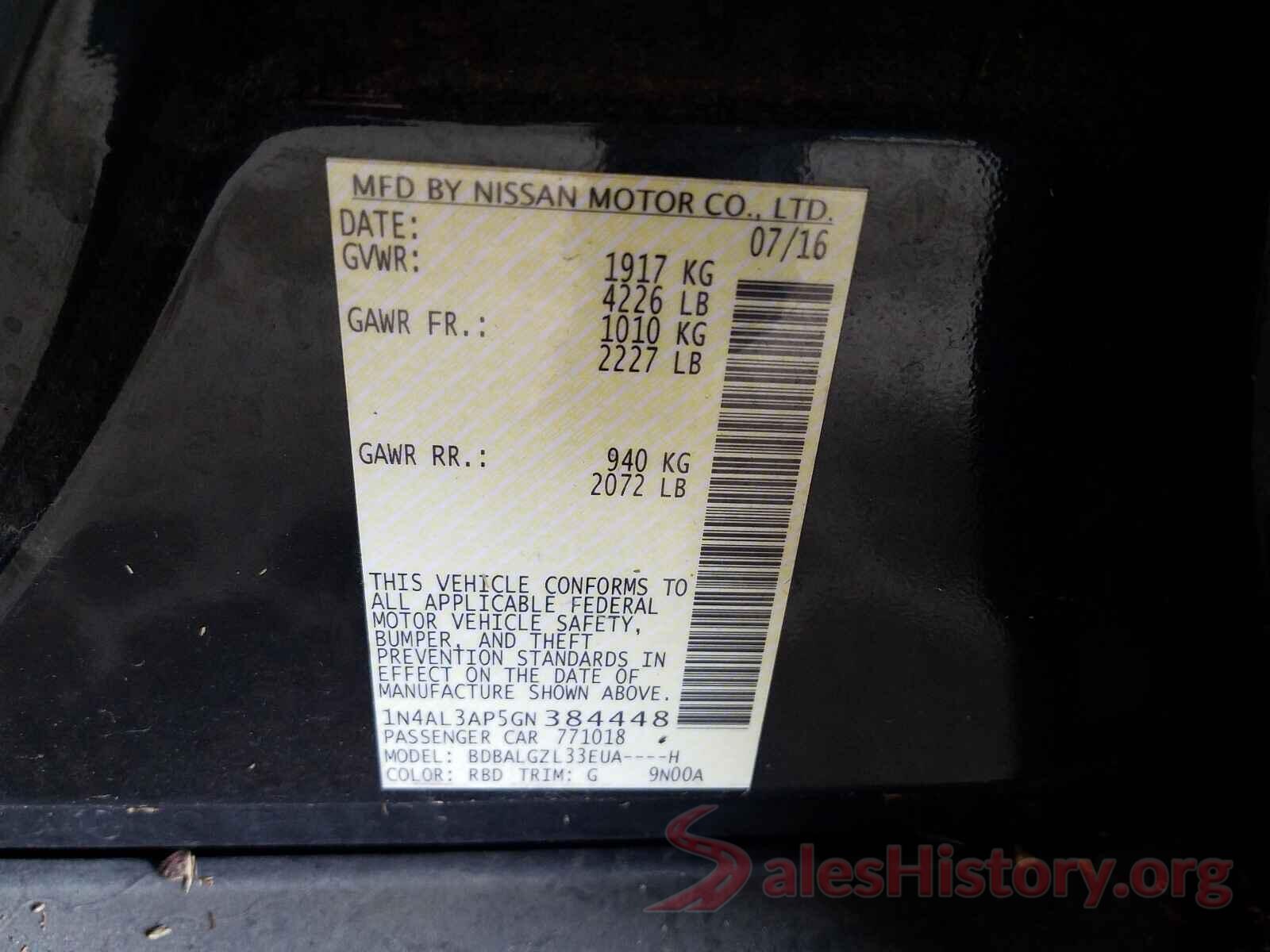 1N4AL3AP5GN384448 2016 NISSAN ALTIMA