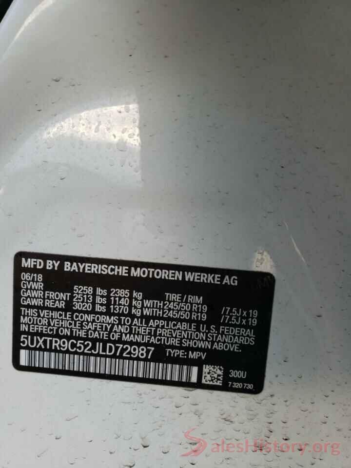 5UXTR9C52JLD72987 2018 BMW X3