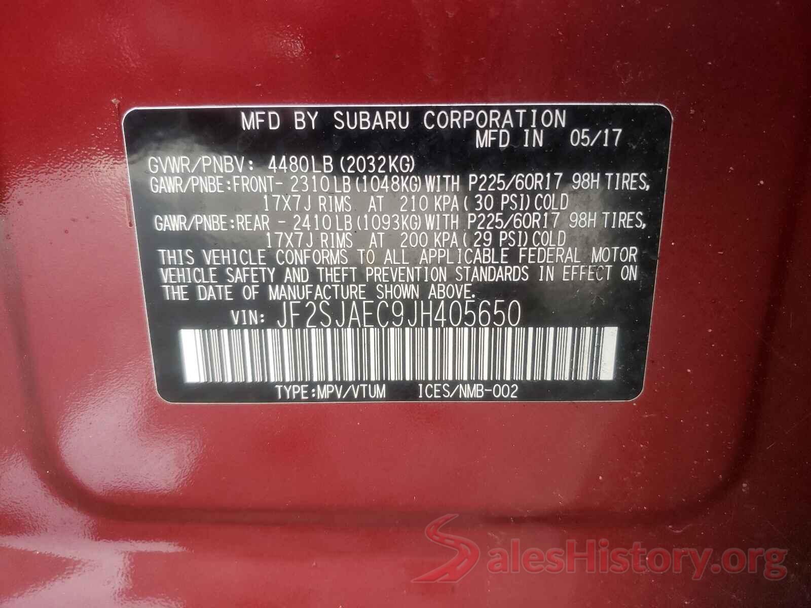 JF2SJAEC9JH405650 2018 SUBARU FORESTER