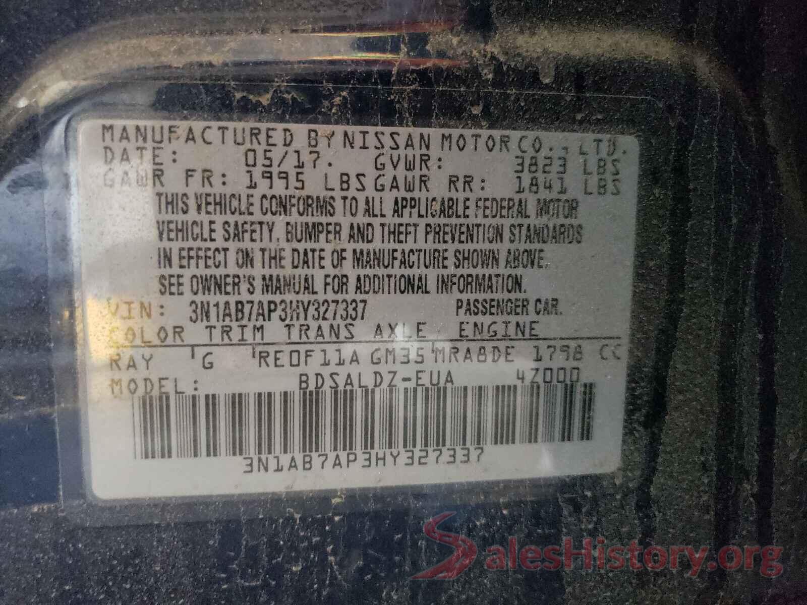 3N1AB7AP3HY327337 2017 NISSAN SENTRA