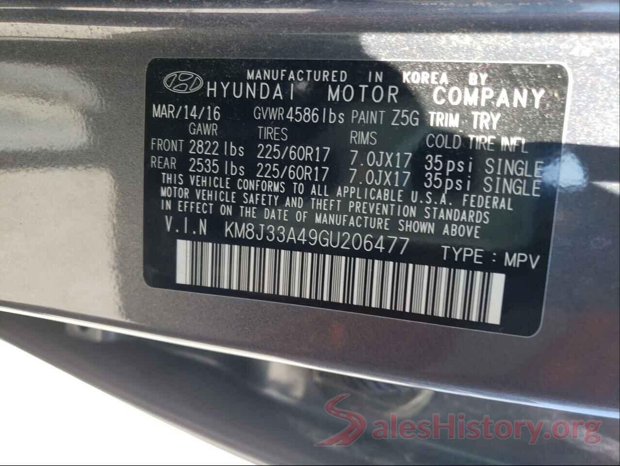 KM8J33A49GU206477 2016 HYUNDAI TUCSON