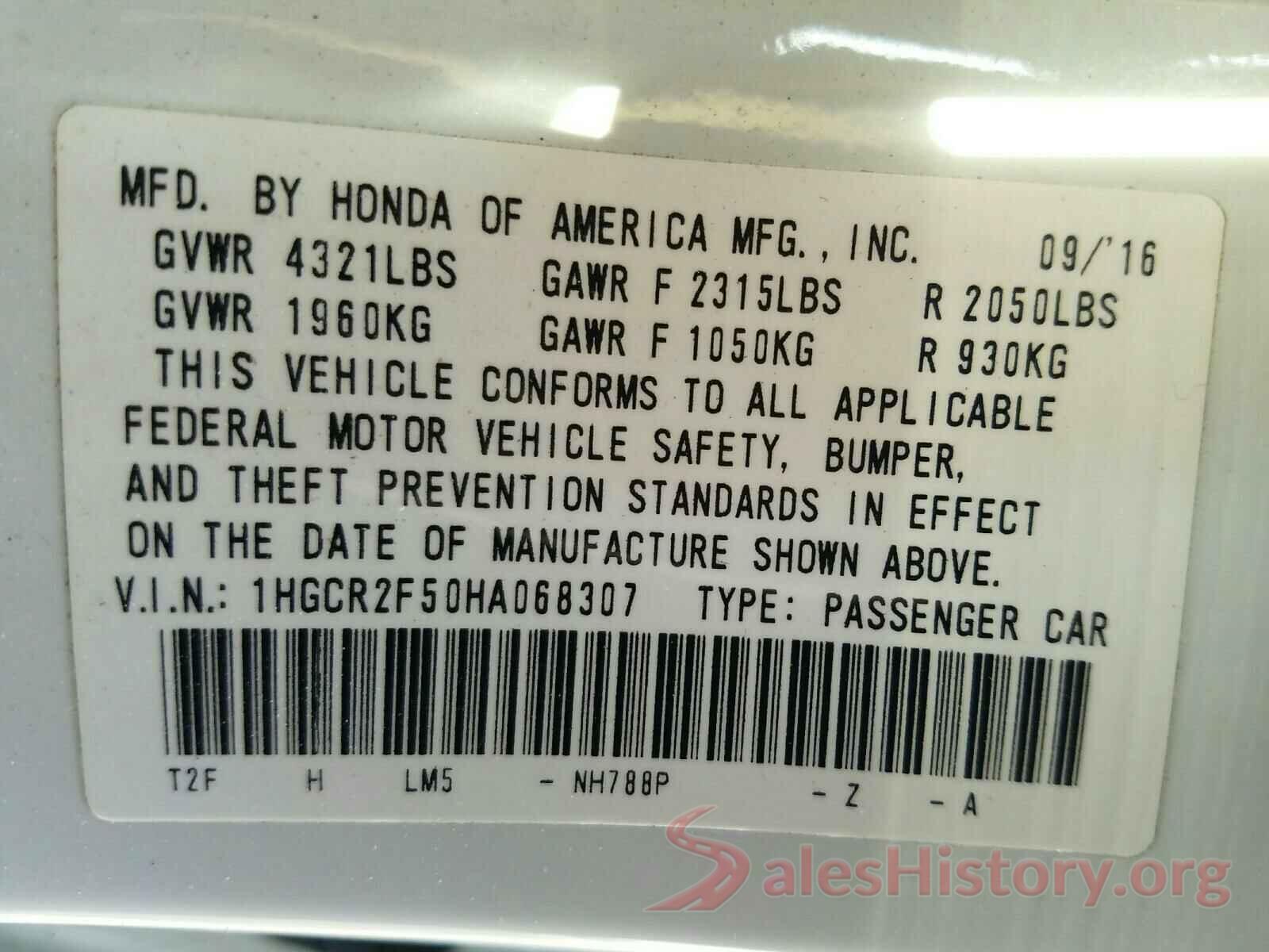 1HGCR2F50HA068307 2017 HONDA ACCORD