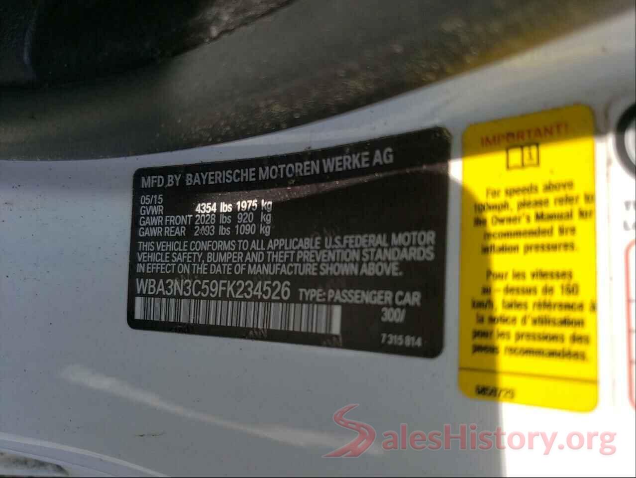 WBA3N3C59FK234526 2015 BMW 4 SERIES