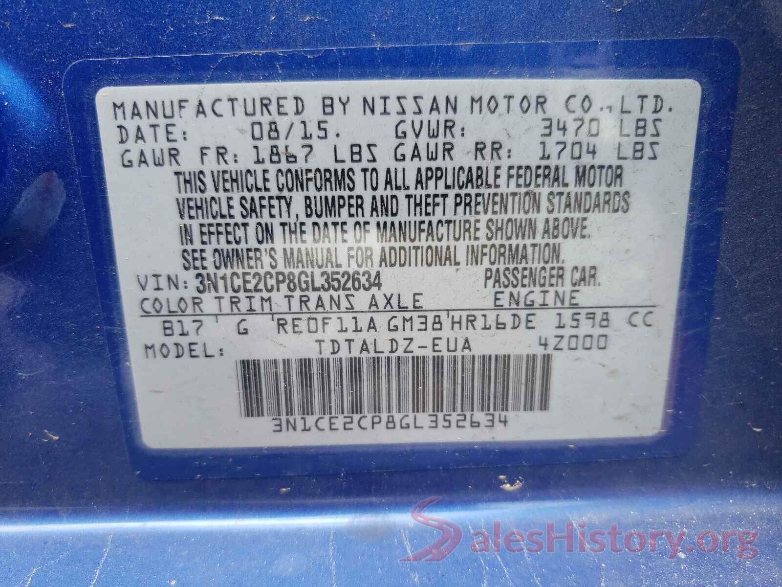 3N1CE2CP8GL352634 2016 NISSAN VERSA