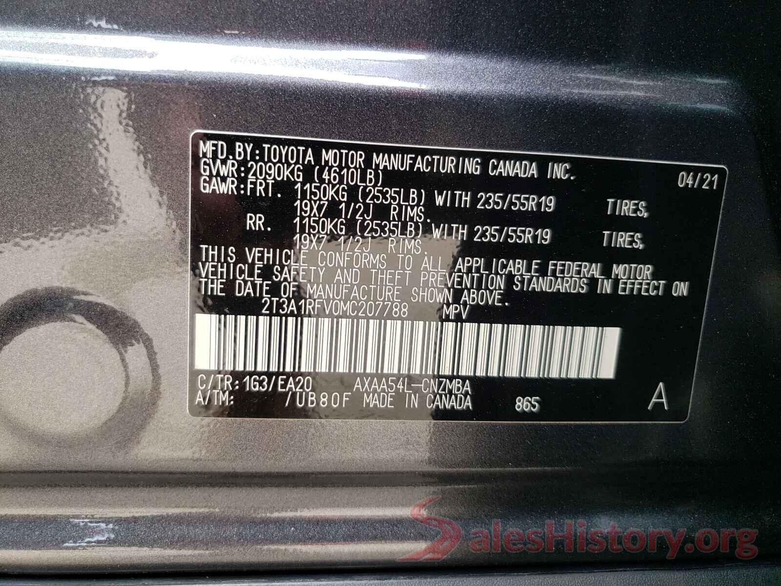 2T3A1RFV0MC207788 2021 TOYOTA RAV4