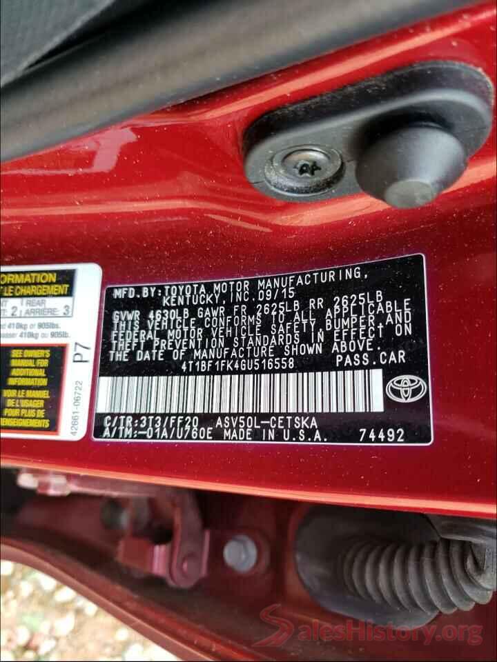 4T1BF1FK4GU516558 2016 TOYOTA CAMRY